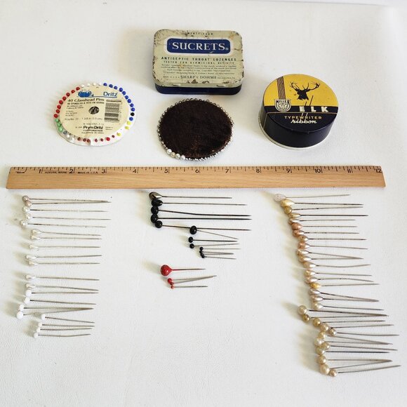 Antique Vintage Over 200 Decorative Sewing Victorian & Tack Pins Mixed L…